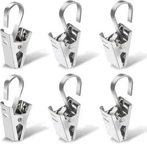 100PCS Curtain Clips, Stainless Steel Light Clips for Outside String Lights Party Decor Hanging Photo Camping Tents Arts Crafts Display