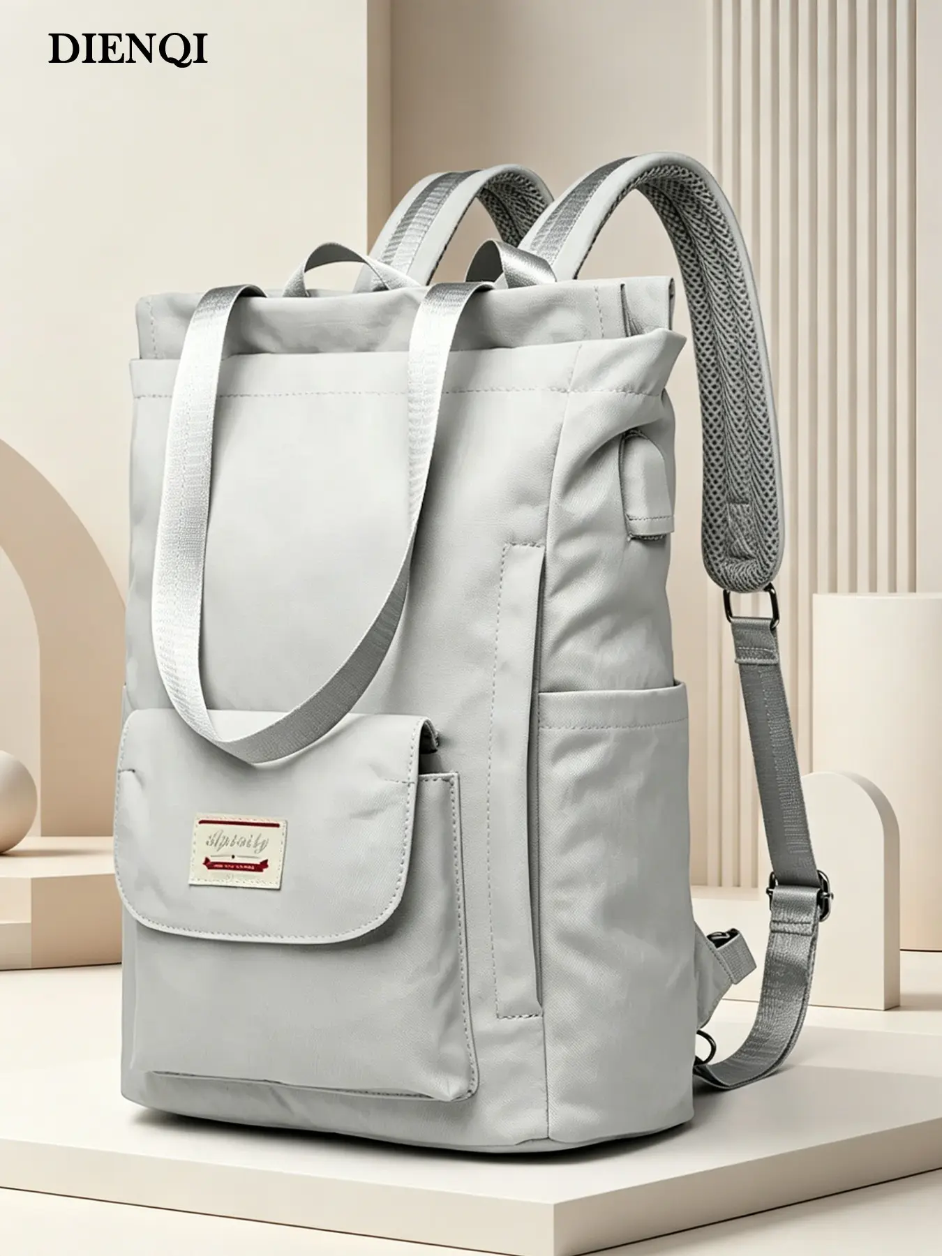 Lightweight Water-Resistant Tote Backpack, Multi-Pocket Casual Daypack, Stylish Laptop Rucksack for Work, School, Travel, Daily Use