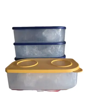Clear Fresh Fridge Containers with Stripes Multi Size Variety for Organizing and Storing Food Rectangular 1L Oval Sizes Baby Blue Green Navy Blue Yellow