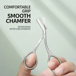 Professional Stainless Steel Eyebrow Scissors with Comb - Precision Trimming, Ambidextrous Design, Includes Storage Bag, for Men & Women, Perfect for Exact Shaping, Eyebrow Scissors, Eyebrow Trimmer