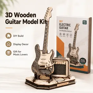 ROKR Wooden Electric Guitar 3D Puzzles - Adult DIY Model Kit, Stress Relief Toy, Graduation/Desk Decor Gift for Teens
