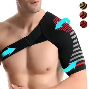 Compression Shoulder Support, Breathable Fabric Shock-absorbing Shoulder Brace for Shoulder, Built-in Gel Padding & All-day Support for Men and Women, Adjustable Shoulder Brace