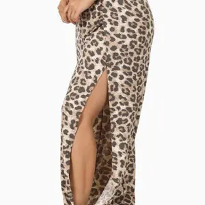 Leopard Print Maxi Pants with Side Slit for Women's Fashionable and Stylish Look - Perfect for Any Occasion