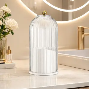 Dustproof Clear Makeup Brush & Toothbrush Organizer with Lid, 360° Rotating Antibacterial Holder, Transparent Multi-Slot Vanity & Bathroom Countertop Storage home essentials Divided Compartments storage organization