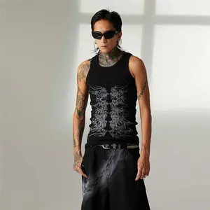 Fashion Print Tank Tops Mens Streetwear Hip Hop Punk Sleeveless T-shirts Men Harajuku Vintage Cotton Fitness Vest