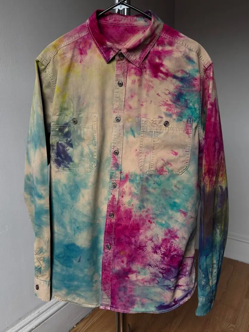 Men’s XL Galaxy Rainbow Shirt Cotton long sleeve button up collared top work wear