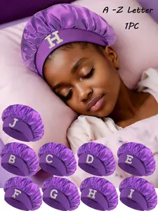 1PC 26 Letter Sleep Cap, Comfortable Sleeping Hat, Bathing Shower Cap, Hair Cap, Wide Brim Silk Face Breathable Anti-Slip, Suitable for 8-16 Years