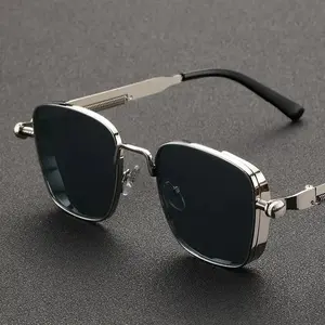 New Sunglasses Men Driving Sunglasses Retro Spring Leg Driving Outdoor Sports Metal Rectangular Decorative Glasses Women Uv400