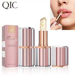 QIC Gold Foil Color-Changing Lipstick, PH Adaptive Tinted Lip Balm, Long-Lasting Hydrating & Nourishing Clear Lip Gloss
