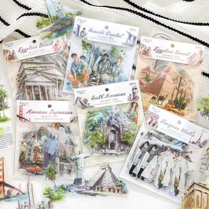 Travel Series Sticker, 30 Sheets/bag PET Material Decorative Sticker, DIY Decals for Scrapbooking, Journaling, Gift Wrapping, Greeting Cards, Art Stickers