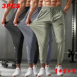 Men’s three-piece athletic set suitable for spring and summer running, hiking, sports, and outdoor exercise; includes zippered casual pants, loose casual pants that are suitable for all seasons, and jogger sweatpants for a more comfortable fit.