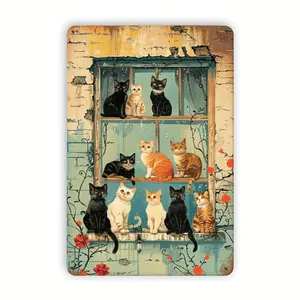 Vintage Metal Cat Wall Sign Charming Silhouette Art Rustic Iron Decor for Indoor and Outdoor Use 8x12 Inches
