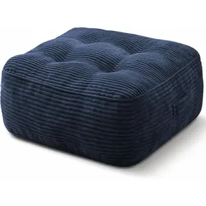 11" Thick Washable Floor Pillow for Adults, Yoga & Meditation Cushion with Handle, Square Large Pillows Seating with Removable Tufted Corduroy Cover for Tatami Living Room Board Games, Blue