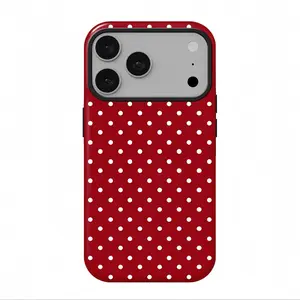 Red polka dot iPhone case, suitable for iPhone17 ProMax, 16Pro, 15, 14, 13, 12, Samsung 25 Ultra plus, 24, 23, 22 phone cases, double-layer protective case, smartphone case, a gift for girls