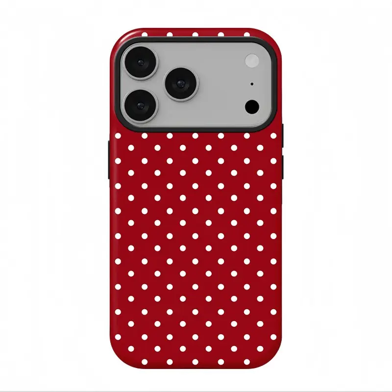Red polka dot iPhone case, suitable for iPhone17 ProMax, 16Pro, 15, 14, 13, 12, Samsung 25 Ultra plus, 24, 23, 22 phone cases, double-layer protective case, smartphone case, a gift for girls