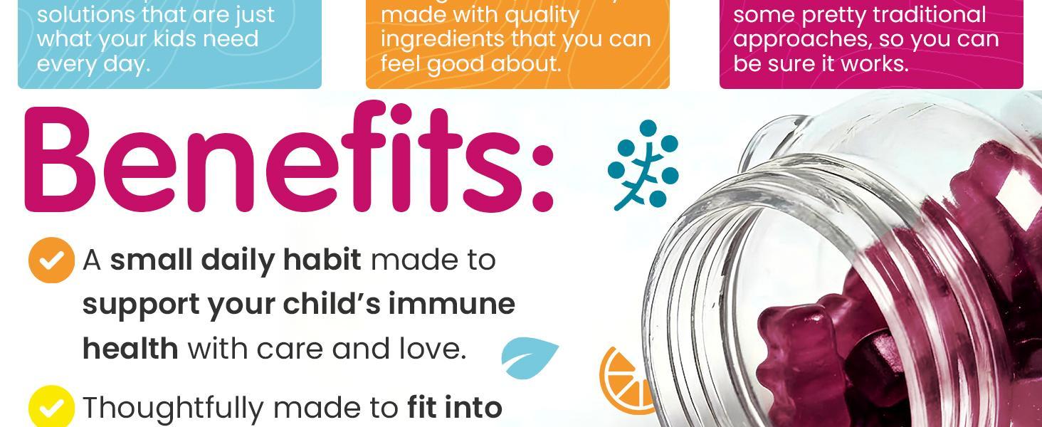 Elderberry Gummies for Kids with Vitamin C & Zinc | Immune Support Supplement for Children | Daily Defense for Seasonal Changes | Natural Antioxidants | 60 Count