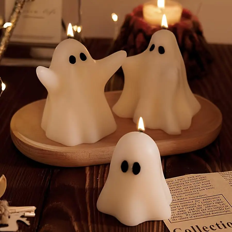 Halloween Ghost Aromatherapy Candle, Creative Rose Scented Ambiance Wax Candle, Halloween Home Decor, Festival Decoration Idea
