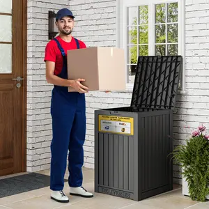 LHBGO Labeled Outdoor Package Locker, Lockable Security Design, Waterproof, 48-Gallon Capacity