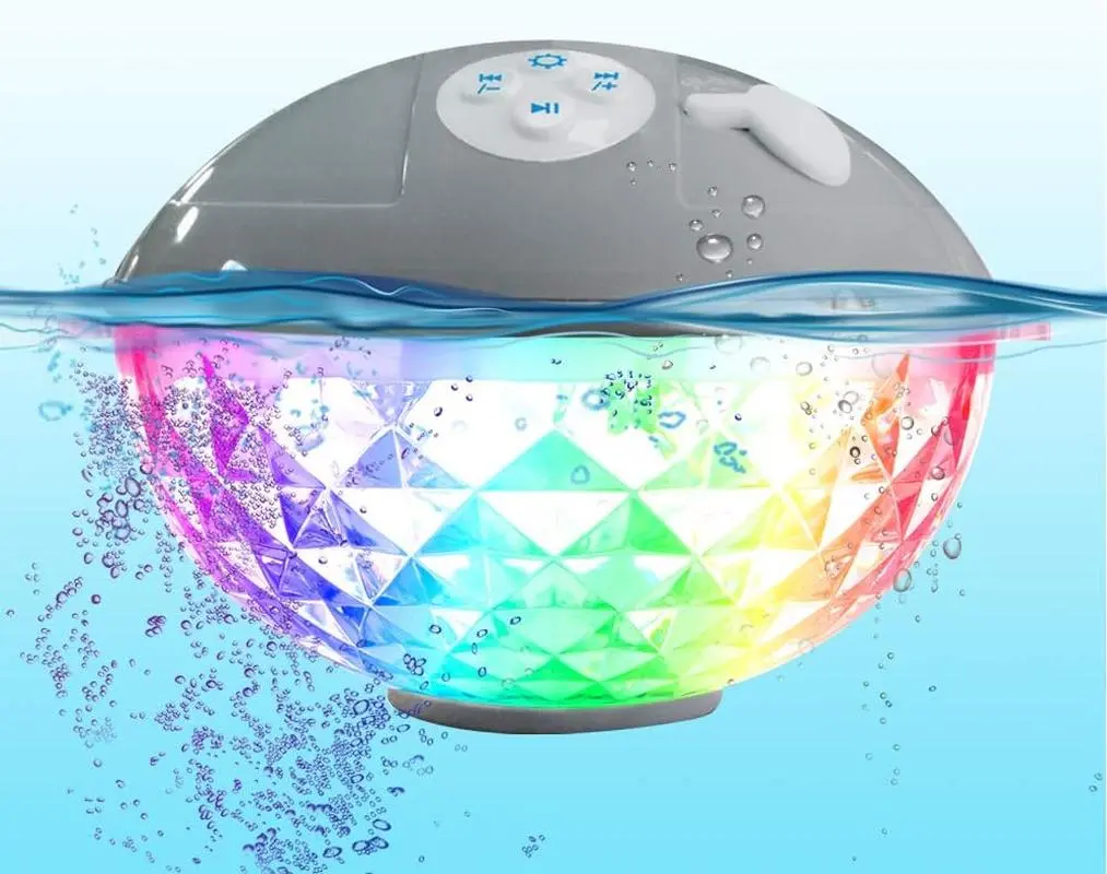 Floating Pool Speaker with LED Lights and Waterproof Bluetooth Blufree Audio Colorful