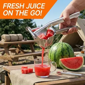 SUS304 Stainless Steel Manual Juicer, Heavy Duty Hand Juice Press for Fruit Orange Watermelon, Portable Lemon Squeezer, Easy to Clean for Camping & Kitchen