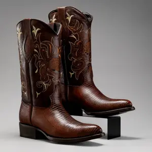 Men's Western Boots: Lizard J Toe Cowboy boots in Genuine Prime Leather