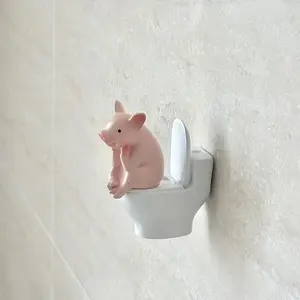 Creative Pig Toilet Paper Holder, Toilet Paper Dispenser, Humorous Style, Thinking Pig Design, Bathroom Wall Decor, Funny Home Accessory