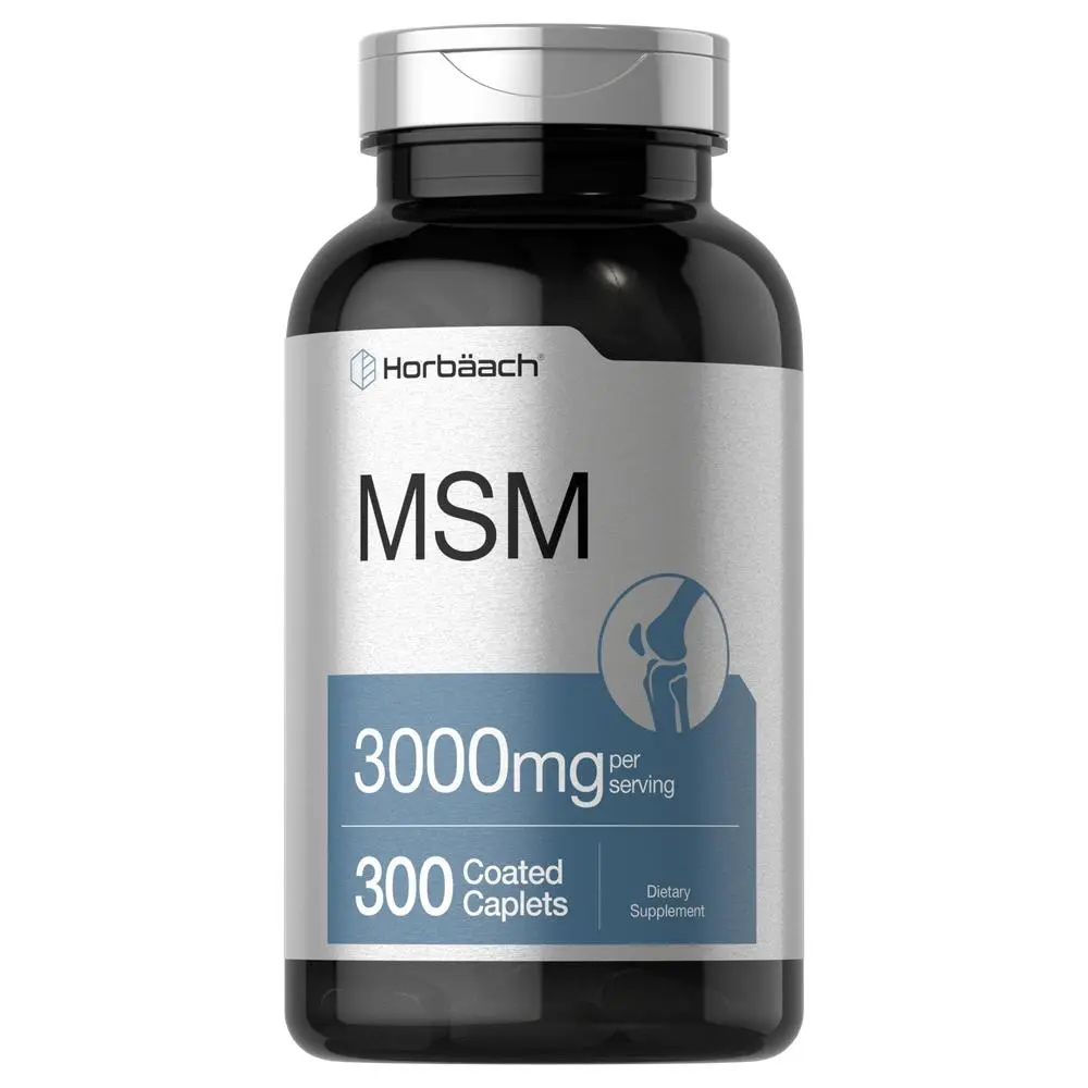 Horbäach MSM Supplement | 3000mg | 300 Coated Caplets | Methylsulfonylmethane with Calcium | Vegetarian, Non-GMO, Gluten Free Horbäach MSM Supplement | 3000mg | 300 Coated Caplets | Methylsulfonylmethane with Calcium | Vegetarian, Non-GMO, Gluten Free