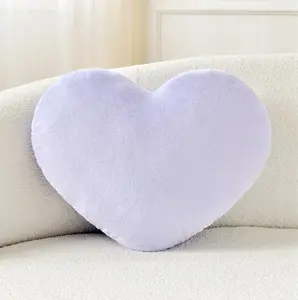 Petrella Heart Pillow - Cute Fuzzy Purple Decorative Cushion for Bed Living Room Home Aesthetic Preppy Style Small 13"x10"