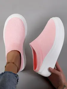 Women's Mesh Breathable Lightweight Sneakers, Casual Comfortable Sports Running Walking Shoes, All-match Round Toe Slip on Shoes for Daily Wear