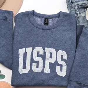 USPS Grunge Postal Worker Sweatshirt, Distressed USPS Sweatshirt, Mailman, Mail lady gift, Unisex Crewneck Block letter Carrier Gift
