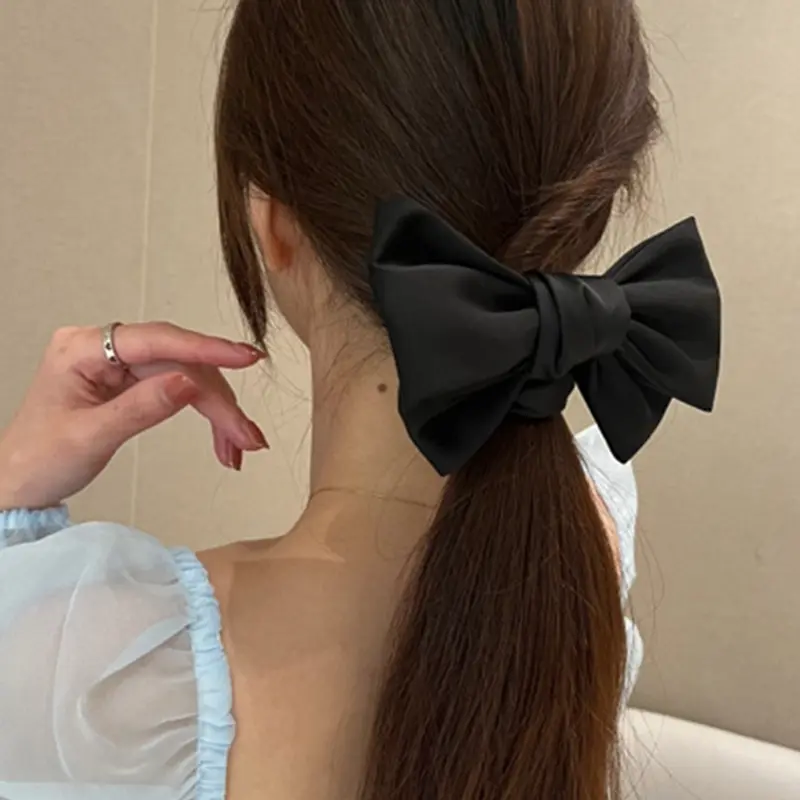 Women's Satin Big Bow Hair Tie, Elegant Vintage Style, Suitable for Ponytail Hairstyle & Updos, All Season Fashion Accessory, Ponytail Accessories