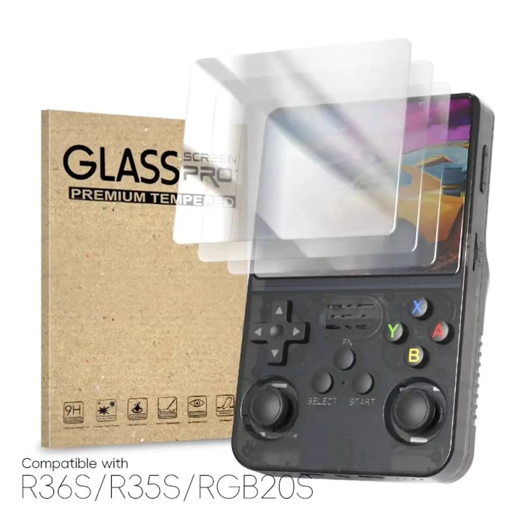 Original R36s Tempered Glass Protective Screen Protector for 3.5 Inch Handheld Players Gaming Rgb20s R35s Display Protection Film Accessories Durable