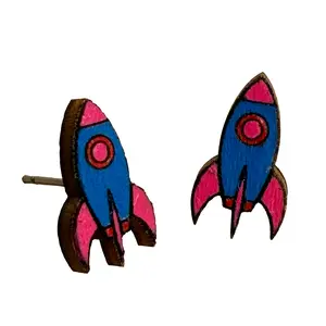 Rocket Ship Stud Earrings Space Earrings Handmade Cute Lightweight Gift