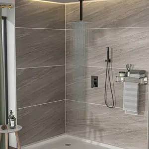 Dual Shower Head - 16 Inch Ceiling Mount Square Shower System with Rough-in Valve, Oil Rubber Bronze On-Site(High end and high-quality)