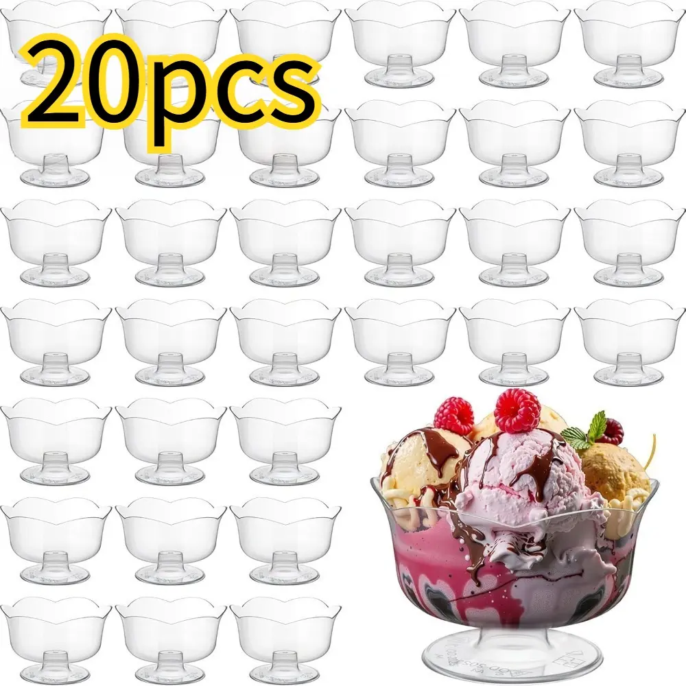 20 Pack Clear Dessert Cups – Plastic Parfait Glasses, Disposable Parfait Cups, Plastic Party Cups for Appetizers, Sundae, Fruit, Mousse & Pudding | Perfect for Weddings, Parties & Catering Events