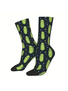 Cute Pickle Socks MidCalf Printed AllOver Design