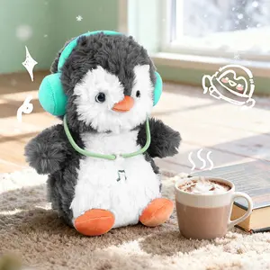 Penguin Stuffed Animal, Penguin Plush Toys with Musical Notes Earmuffs for Girls Boys Collector, Soft Cute Hugging Pinguinos De Peluche Gifts For Birthday Christmas Halloween Collectibles Home Decor