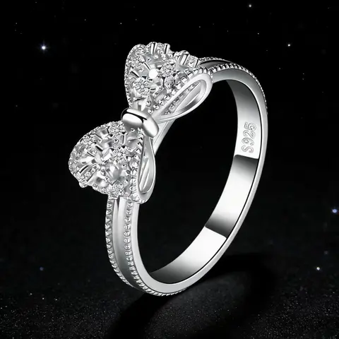 September Laurel  Sterling silver promise ring set with cubic zirconia, suitable as a gift for girls or couples, perfect for daily wear Valentine’s Day Gift.