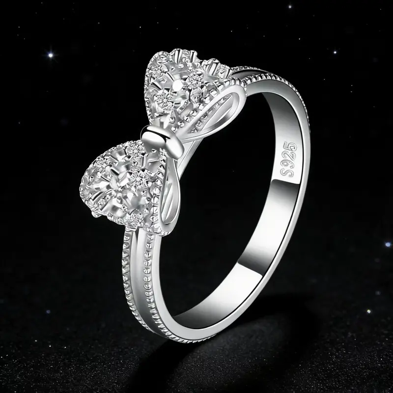 September Laurel Sterling silver promise ring set with cubic zirconia, suitable as a gift for girls or couples, perfect for daily wear Valentine’s Day Gift.