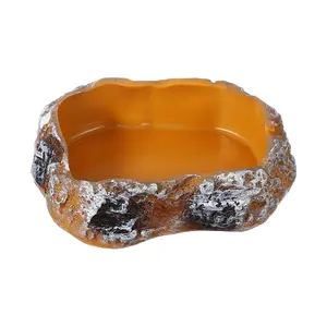 PETAXCELL Reptile Food Bowl, Reptile Feeding Dish Corner Bowl Water Resin Rock Worm Feeder Dish, Intended for Lizards/ Scaled Pet / Leopard Spiders