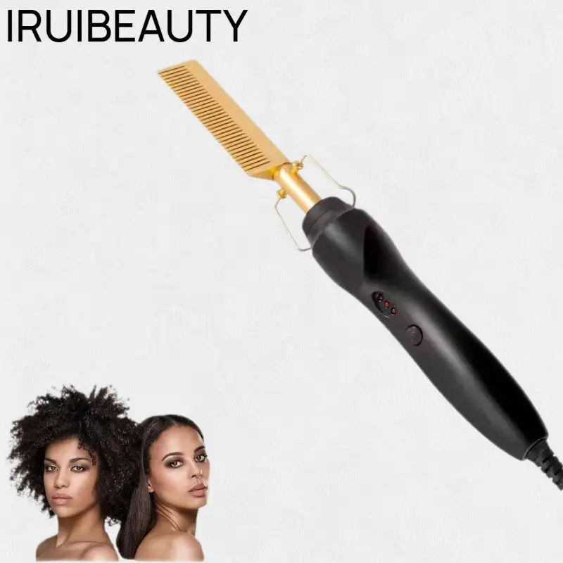 2-in-1 Electric Straightening Comb, Hot Hair Styler with Ergonomic Handle, 3 Adjustable Temperature Settings, and PTC Fast Heating, Hair Styling, 2-In-1 Curlers & Straighteners, Beauty Products