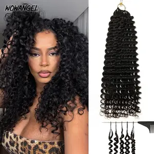 WOWANGEL Deep Curly Feather Crochet Human Hair Extensions Braids Invisible Miracle Knots Braids Human Hair Knotless Pre-Separated 100% Human Hair For Black Women