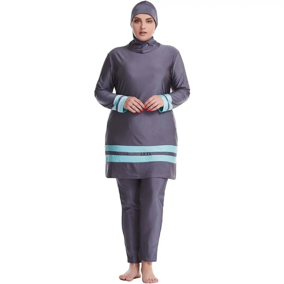 Muslim Swimsuits for Women Plus Size Full Coverage Swimwear Modest Islamic Hijab Ladies Swimming Burkini Bathing Suit