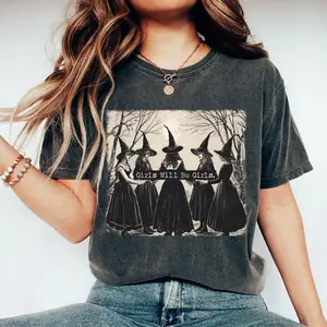 Girls Will Be Girls Witch TShirt, Funny Witch Shirt, Halloween Women Shirt, Witchy Vibes Shirt, Girl Power Shirt, Witchy Bachelorette, Unisex Short Sleeve Tee Shirt,  Full Colors, Full Sizes, Gift For Her