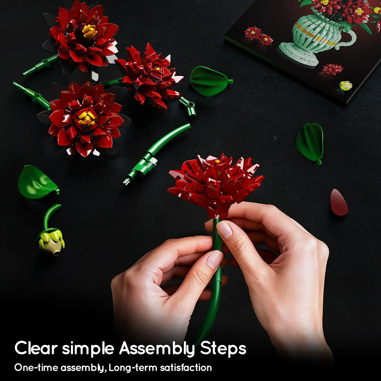 Billlie ソウルコン　ハルナセット Black Dahlia Flowers Bonsai Building Set, Botanical Collection