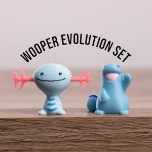 3D Printed Wooper and Quagsire Evolution Set PokePrints Mini Pokemon Anime