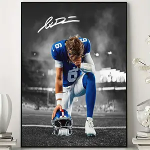 Jaxson Dart Poster, New York Giants Quarterback Wall Art Print, Football Fan Room Decor Gift, Unframed