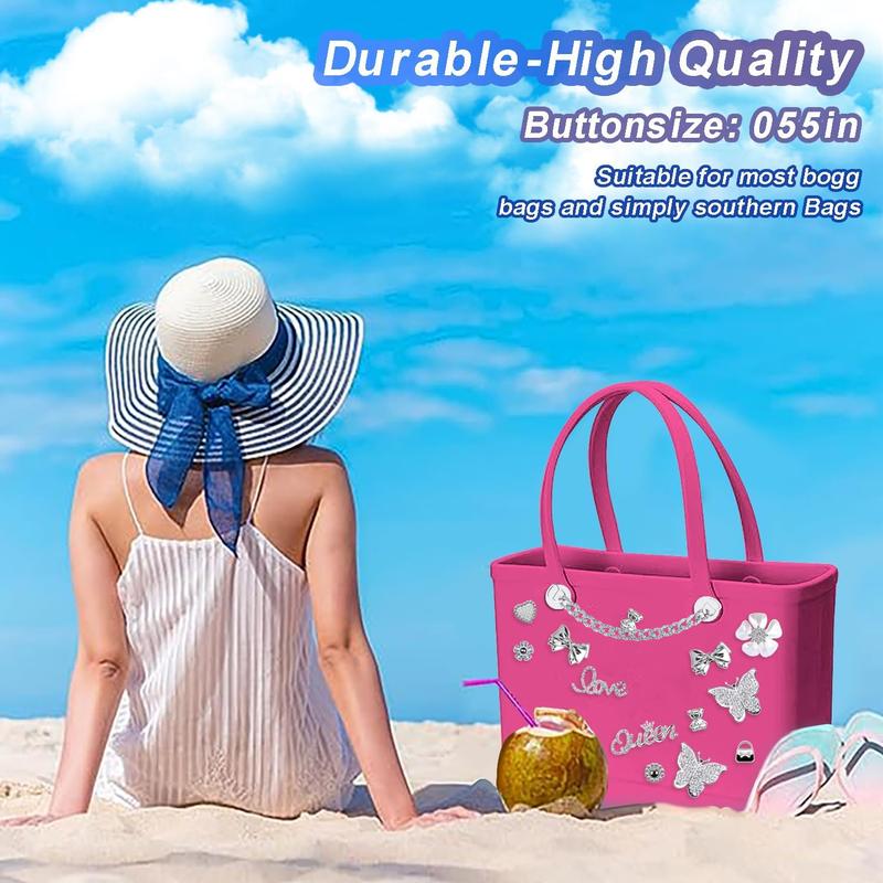 Shoe or Bag Charms for Bogg Bag or Shoes,Pearls,Butterfly Flowers and Chain for Shoe or Bogg Bag Accessories Charms for Women sandal decoration diy (20 pcs)