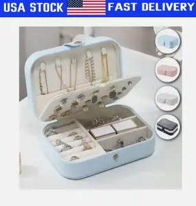 Portable Jewelry Box Organizer Leather Jewellery Ornaments Case Travel Storage