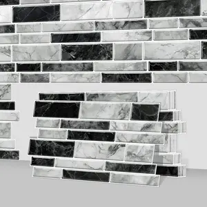 Marble Pattern Wall Sticker, 24pcs/set Self-adhesive Wall Tile Decal, Waterproof Wall Decor for Kitchen Bathroom, Ornaments